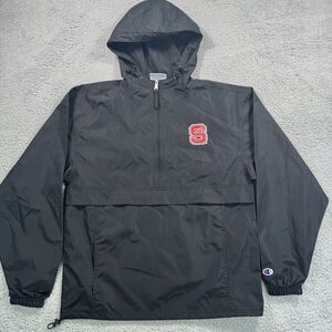 NC State Wolfpack Jacket Mens Small Champion Hooded Pullover Windbreaker‎ NCAA